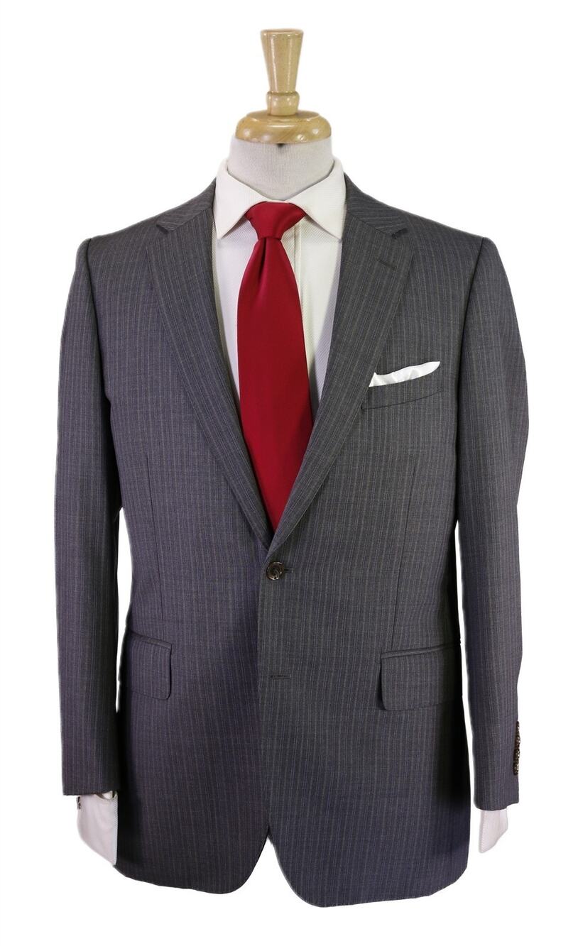 Paul Stuart Gray w/ Purple Pinstripe 2-Btn Wool Suit 38S